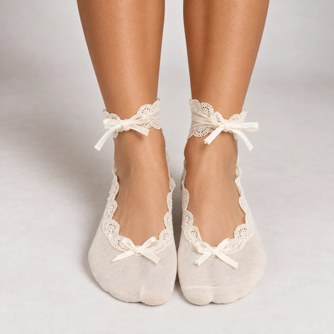 Calzini Ballerina con Pizzo crema