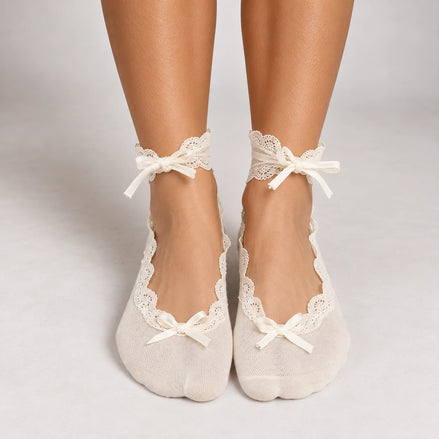 Calzini Ballerina con Pizzo crema